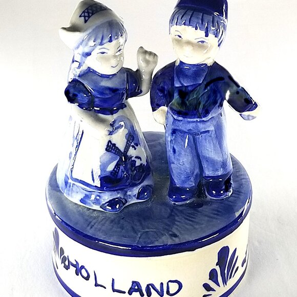 Delft Blue Dutch Boy Girl Figurine E.H. Hand Painted Porcelain Holland 93.10395 - Picture 6 of 6